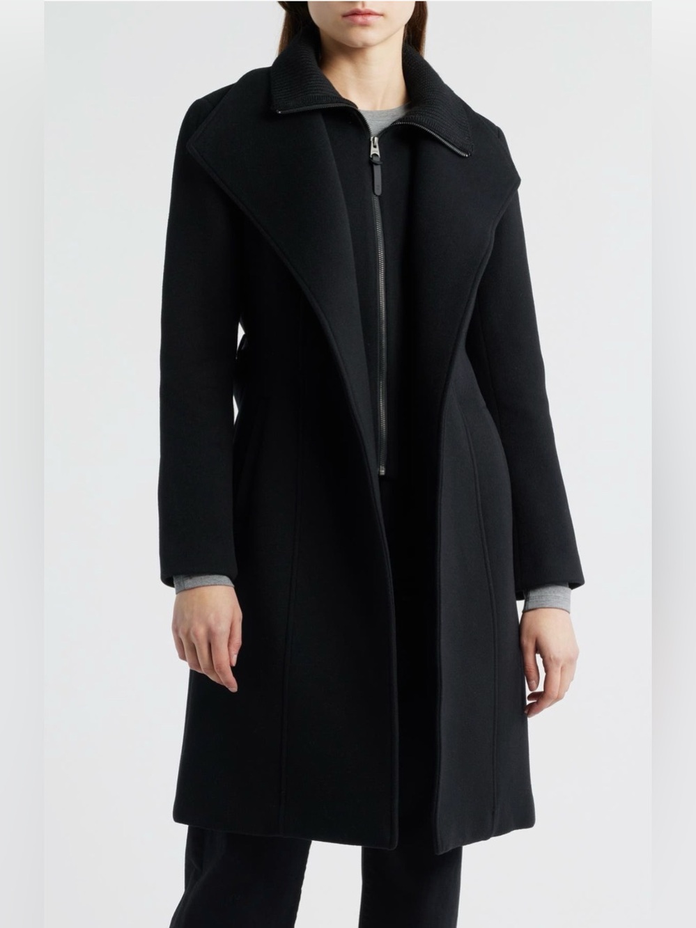 Mackage NWOT Norita Belted Double
Face Wool Coat with Wool Blend Bib
